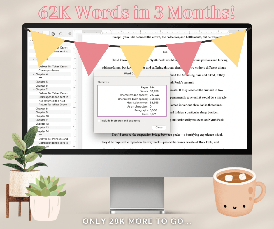 Writing Race: 62K Complete & 28K More Remaining in Two&nbsp;Months!